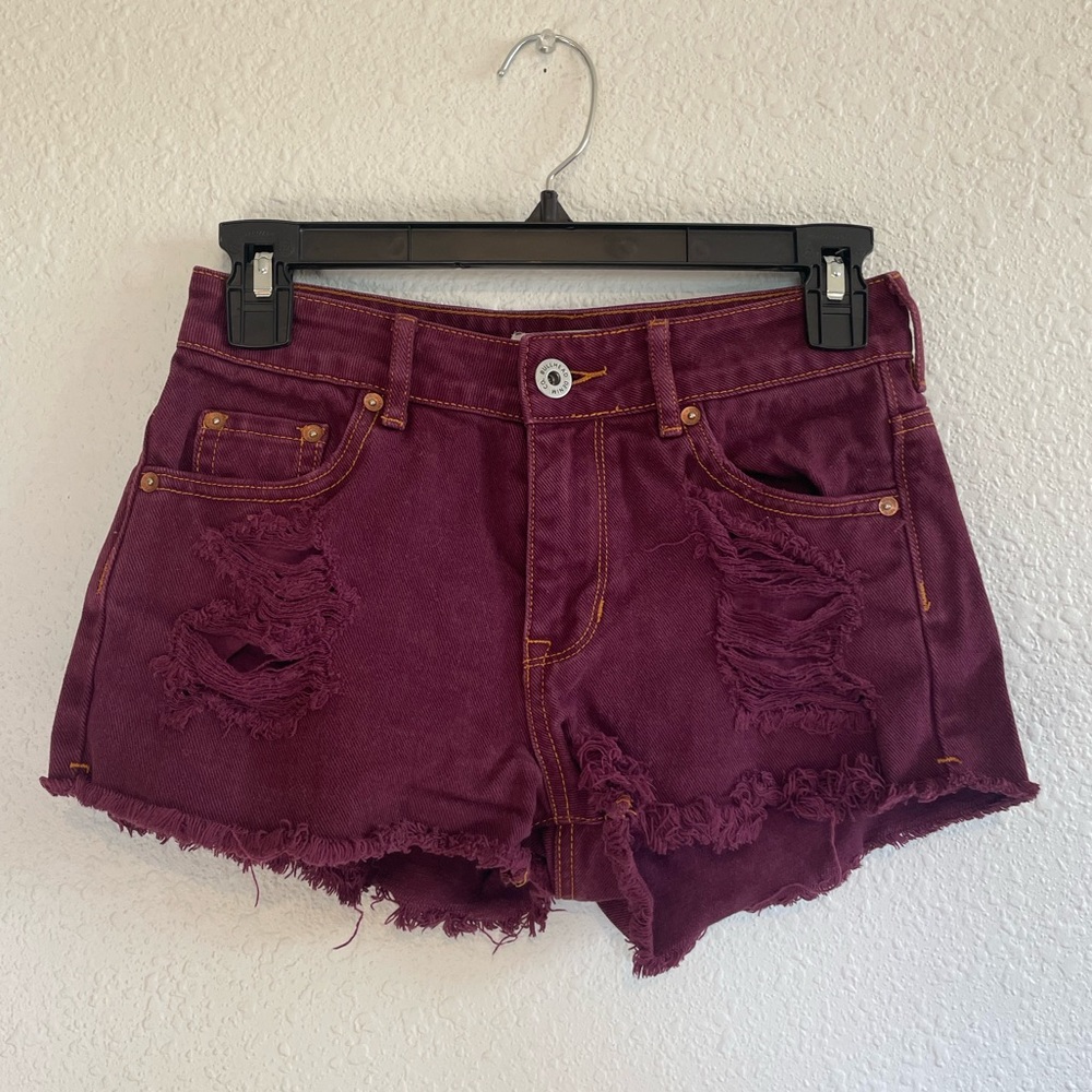 Maroon/Burgundy high rise jean shorts Size  0